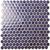 Diameter 19mm Hexagon Glossy Porcelain Dark Blue BCZ606-Mosaic tile, Ceramic mosaic, Hexagon tile, Porcelain hexagon tile 