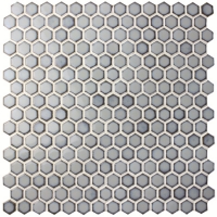 Diameter 19mm Hexagon Glossy Porcelain Blue BCZ705-Pool tile, Pool mosaic, Ceramic mosaic, Hexagonal mosaic tile