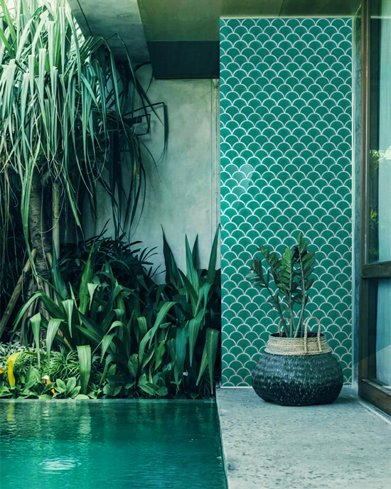 natural backyard with green fish scale tiled wall.jpg