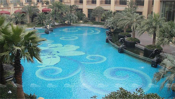 beautiful resort swimming pool design with mosaic art