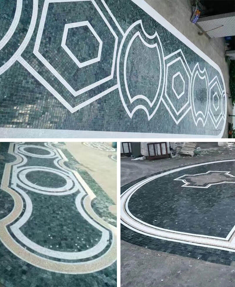 swimming pool art with geometric pattern