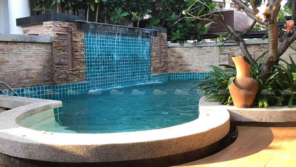 home style swimming pool with porcelain mosaic