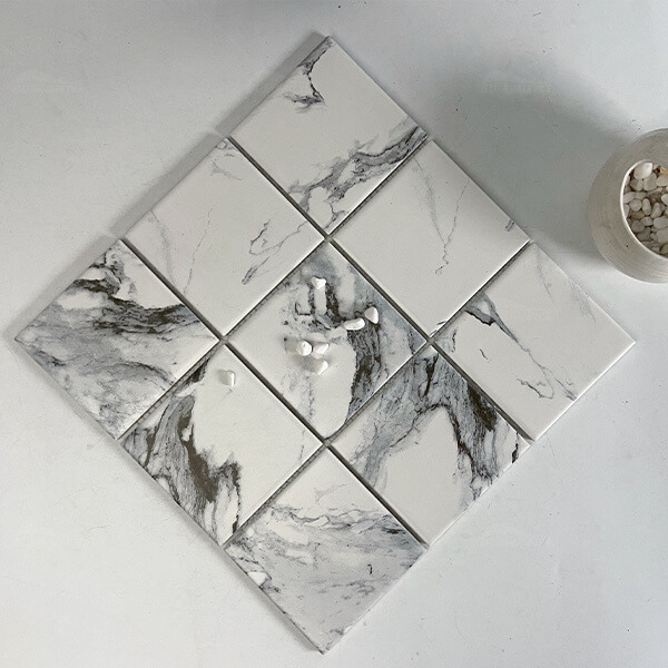 Carrara White Marble-look Porcelain Pool Mosaic Tile