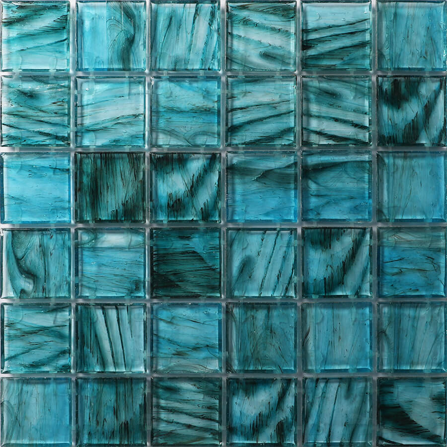 Amber Series - 48x48mm square iridescent hot melt glass pool tile