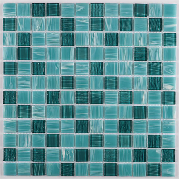 23x23mm Square Crystal Glass Aqua Mixed Green GHOL1701