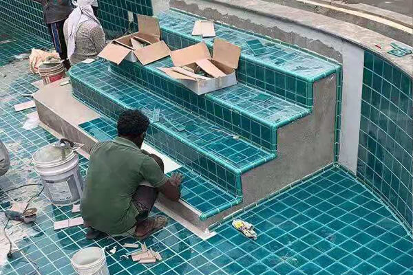 100x100mm ice crackle glazed porcelain pool tile for pool project