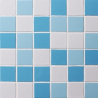 48x48mm Square Glazed Porcelain Mixed Blue BCK005-Mosaic tile, Ceramic mosaic, Bathroom mosaic tiles, Blue pool tiles 