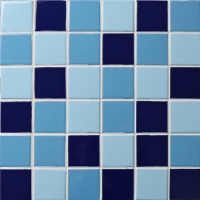 48x48mm Square Glazed Porcelain Mixed Blue BCK001-Mosiac tile, Ceramic mosaic, Mosaic tile patterns, Swimming pool mosaic designs