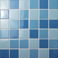 经典蓝色混合BCK002-马赛克瓷砖，蓝色陶瓷马赛克游泳池，光泽陶瓷马赛克瓷砖
