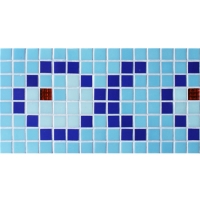 Border Blue Fish Design BGEB003-Mosaic tile, Glass mosaic border, Border mosaic tiles