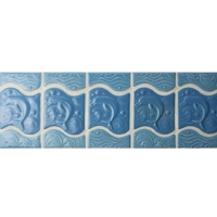 Bleu, dauphin, modèle, BCZB001-Tuile de bordure, Tuile de bordure en céramique, Tuile de waterline en gros, Tuile de tuile de porcelaine