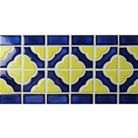 Frontera Azul Amarillo Mix BCZB009-Baldosa de mosaico, Frontera de mosaico de cerámica, Bordes de azulejo para backsplashes