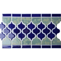 Border Blue Arabesque BCZB011-Azulejo mosaico, Mosaico cerâmico borda, Tile beiras no chão
