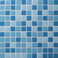 25x25mm Square Glossy Glazed Porcelain Mixed Blue BCI001-Mosaic tiles, Ceramic mosaic, Blue pool tiles, Mosaic tiles for SPA