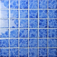 48x48mm Blossom Surface Square Glossy Porcelain Blue BCK617-Mosaic tiles, Porcelain mosaic, Pattern ceramic mosaic pool