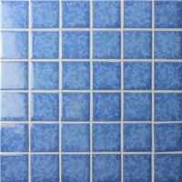 48x48mm Blossom Surface Square Glossy Porcelain Blue BCK618-Mosaic tiles, Ceramic mosaic, Pattern ceramic mosaic floor