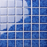 48x48mm Blossom Surface Square Glossy Porcelain Dark Blue BCK642-Pool tiles, Ceramic mosaic, Blue pool mosaic tiles