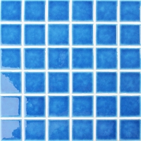 48x48mm Ice Crackle Surface Square Glossy Porcelain Blue BCK663-Pool tile, Pool mosaic, Ceramic mosaic tile, Blue ceramic pool tile