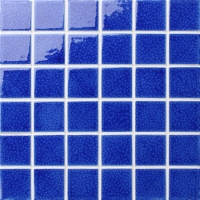 48x48mm Heavy Ice Crackle Surface Square Glossy Porcelain Blue BCK659-Pool mosaic, Ceramic mosaic, Mosaic ceramic shower tile