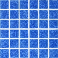 48x48mm Heavy Ice Crackle Surface Square Glossy Porcelain Blue BCK661-Pool tile, Pool mosaics, Ceramic mosaic tile, Glazed ceramic pool tile