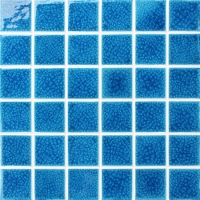 48x48mm Heavy Ice Crackle Surface Square Glossy Porcelain Blue BCK662-Pool tiles, Pool mosaics, Ceramic mosaic tile, Pool ceramic tile design