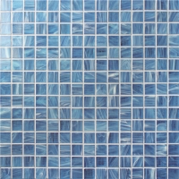 20x20mm Square Matte Hot Melt Glass Iridescent Blue BGE601-Pool tile, Pool mosaic, Glass mosaic, Glass mosaic kitchen tile