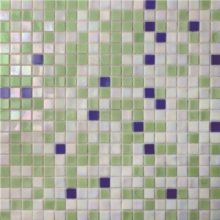 Square Green Blue Blend BGC030-Pool tile, Pool mosaic, Glass mosaic, Glass mosaic kitchen backsplash tile