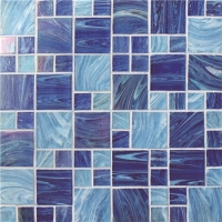 1 Inch Mixed 2 Inch Square Hot Melt Glass Iridescent Blue BGZ002-Pool tiles, Pool mosaic, Glass mosaic, Glass mosaic bathroom tiles