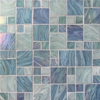 1 Inch Mixed 2 Inch Square Hot Melt Glass Iridescent BGZ003-Pool tile, Pool mosaic, Glass mosaic, Glass mosaic wall tile