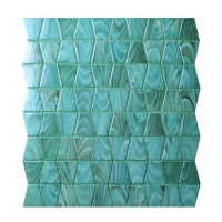 Trapezium Matte Hot Melt Glass Iridescent Green BGZ006-Pool tile, Pool mosaic, Green glass mosaic tile, Anti-slip swimming pool mosaic tile
