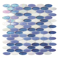 Oval Multicolored BGZ008-Pool tile, Pool mosaic, Glass mosaic, Irregular mosaic tile for sale