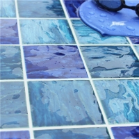 95x95mm Ripple Surface Square Porcelain Mixed Blue BCP004-Mosaic Tile, Ceramic Pool Mosaic, Buy Best Pool Tiles, Porcelain Mosaic Wholesale