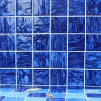 95x95mm Ripple Surface Square Porcelain Mixed Cobalt Blue BCP604-Mosaic tiles, Porcelain mosaic, Swimming pool mosaic tiles, Porcelain pool mosaic tiles