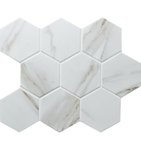 Hexagon Tile Marble Pattern Inkjet Ceramic BCZ909-Ceramic mosaic, Ceramic mosaic tiles for pool, Ceramic tile mosaic kitchen backsplash 