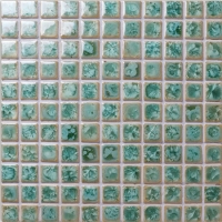 25x25mm Blossom Surface Square Glossy Porcelain Aqua Green BCI917-Ceramic mosaic, Ceramic mosaic tile, Ceramic tile for swimming pool