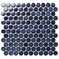 Diameter 28mm Penny Round Glossy Porcelain Dark Blue BCZ624A-Round mosaic tiles, Blue penny round mosaic, Penny round circular mosaic