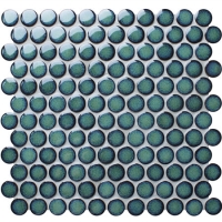深绿BCZ923A-竹round圆形马赛克，竹round圆形马赛克瓷砖，陶瓷便士圆形马赛克