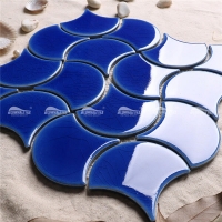 Frozen Fan Shape Crackle BCZ631-B-tuile échelle de poisson à vendre, mosaïque de piscine tuiles en gros, tuile de piscine moderne