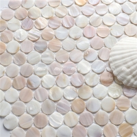 Concha Natural Rodada BOZ902E4-mãe de azulejo de moeda pérola, mãe de azulejos de parede de pérola, shell mosaico backsplash