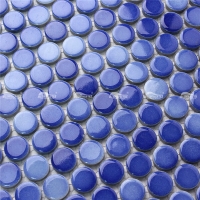 Penny Round BCZ001-tuile bleue de penny de cobalt, tuile de mosaïque pour la conception de mur de salle de bains, tuiles de mosaïque de salle de bains bleues
