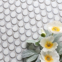 Penny Round Tile White BCZ202B1-white penny round tile, white penny tile backsplash, white penny tile bathroom