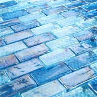 Iridescent Glass Tile GZOF1608-iridescent blue 1x2 glass tile, 1x2 glass mosaic, 1x2 glass pool tile