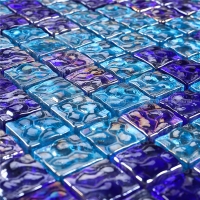 Iridescent Glass Tile GZOF1001-blue iridescent glass pool tile, iridescent glass tile mosaic, square glass pool tiles