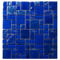 Iridescent Glass Tile GZOF5004-cobalt blue iridescent tiles, random blend iridescent glass tile, pool tile supply
