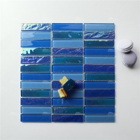  Iridescent Glass Tile GZOF5007-blue iridescent glass pool tile, pool tile wholesale
