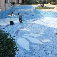 Flower Series Ceramic Pool Art Project 7-ceramic tile mosaic art, swimming pool mosaic art, mosaic murals for sale