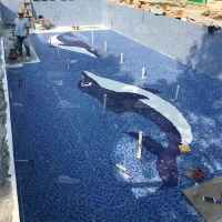 Animal Series Pool Art Project 8-mosaic art work, mosaic mural dolphin, pool art suppliers