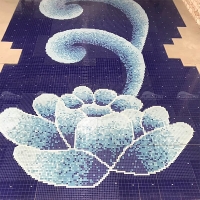 Blue Flower Pool Mosaic Art Project 1-pool mosaic art,ceramic mosaic art,swimming pool mosaic art,mosaic tile wholesale