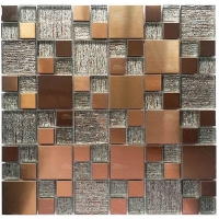 Mixed Size Square Metal Mix Laminated Glass GZOJ9913-glass mosaic，metal mosaic tiles，wholesale mosaic tiles suppliers