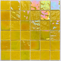 2x2 Crystal Glass Iridescent Lemon GKOL1501-mosaic tile pool,glass tile pools,wholesale glass tile